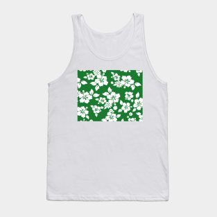 Green Hibiscus Pattern Tank Top